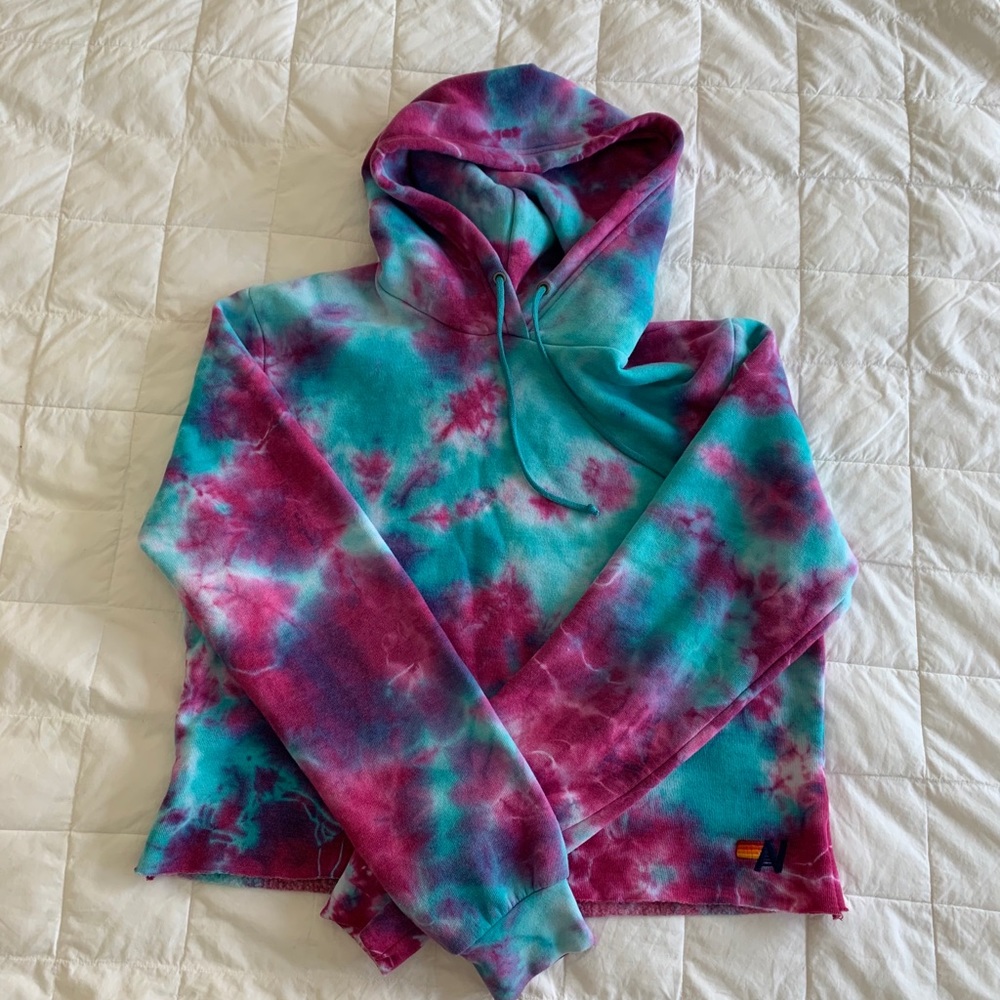 Aviator Nation Tie Dye Crop Hoodie